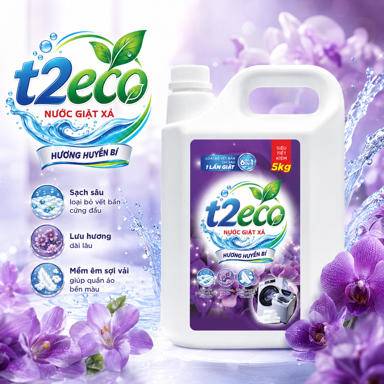 Nước Giặt Xả T2Eco Hương Huyền Bí 5kg